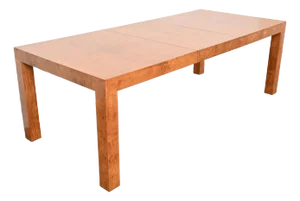 Milo Baughman for Thayer Coggin Mid-Century Modern Burl Wood Parsons Extension Dining Table, Newly Refinished