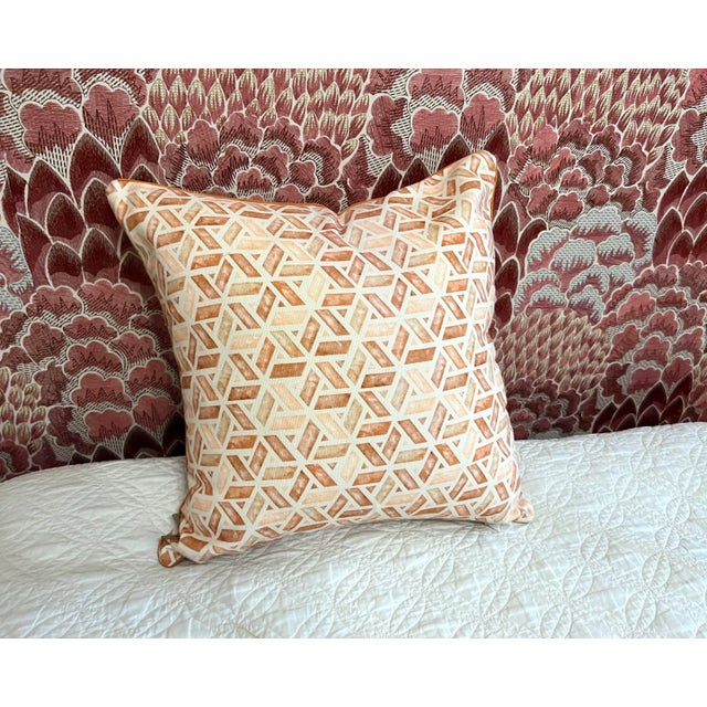 Abstract Pepe Penalver Orange Abstract Geometric Pillow Cover - Made in Spain For Sale - Image 3 of 3