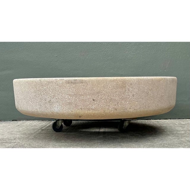 Vintage Monumental Stone Disc Garden Planter For Sale - Image 4 of 11