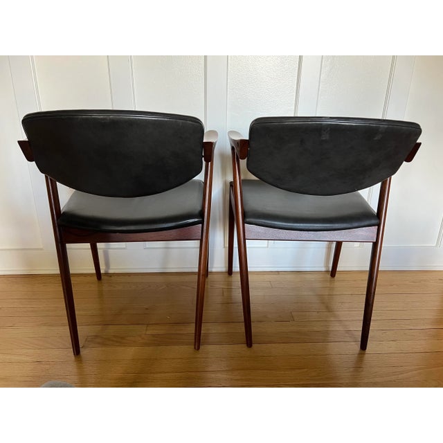 1960s Kai Kristiansen Model 42 Black Leather & Rosewood Chairs, Pair For Sale - Image 10 of 12