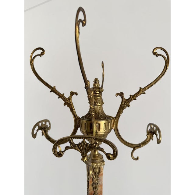 Vintage Italian Brass and Onyx Hall Tree Coat Rack with Rotating Crown and Female Faces, 1960s For Sale - Image 6 of 18
