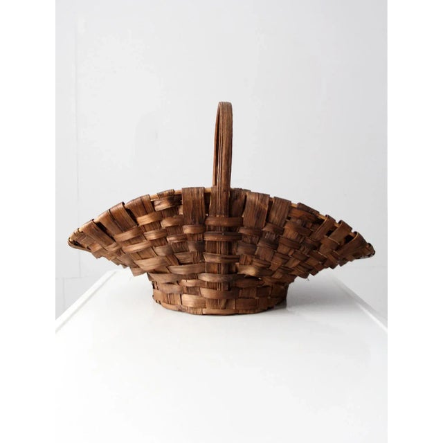 Antique Splint Weave Gathering Basket For Sale - Image 13 of 13