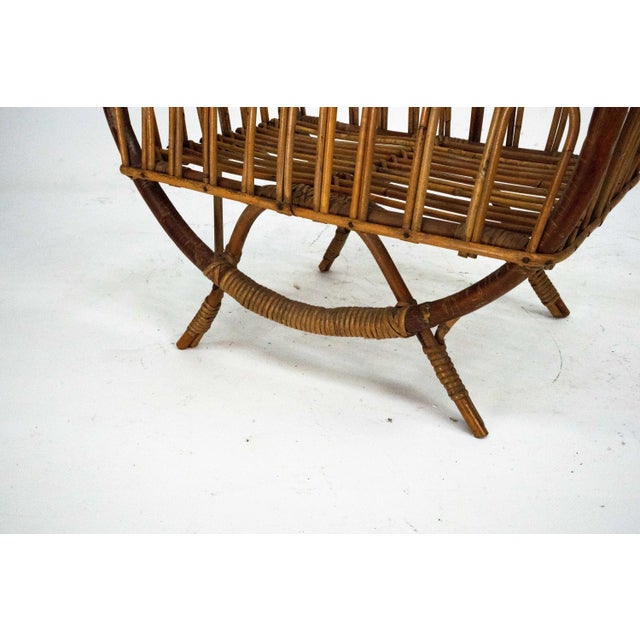 Italian Bamboo & Rattan Magazine Rack, 1950s For Sale - Image 10 of 14