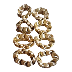 1980s Brass Braided Napkin Rings - Set of 8