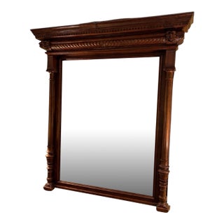 Monumental 19th Century Renaissance Revival Carved Walnut Architectural Mirror – 68” Tall For Sale