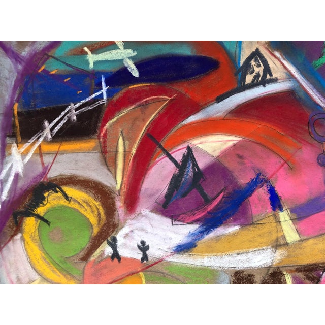 “Somewhereville, USA” an Original Pastel Abstract Drawing on Paper by Erik Sulander, Signed, unframed