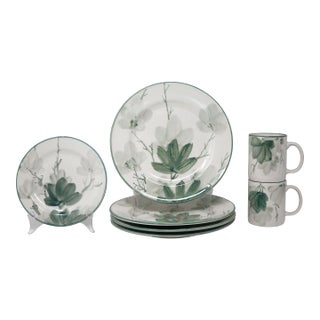 1990's "Hana Green" Dinnerware by Farberware - Set of 7 For Sale