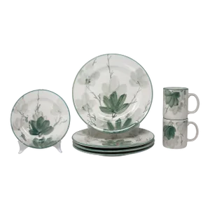 1990's "Hana Green" Dinnerware by Farberware - Set of 7