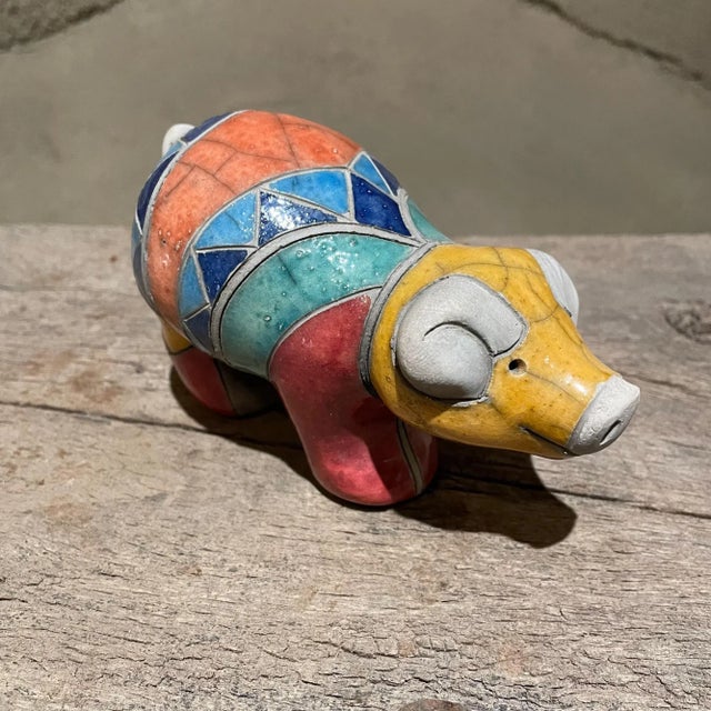 South African Fenix Raku. Hand Made Ceramic Pottery Rainbow Animals- Set of 4 For Sale - Image 4 of 18