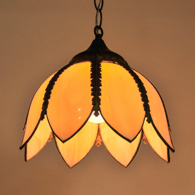 Vintage Tulip Pendant Light Cream Slag Glass 12" For Sale - Image 12 of 14