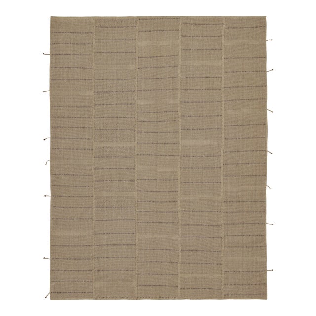 Rug & Kilim’s Modern Kilim in Beige & Brown Stripes For Sale