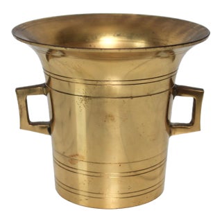 Vintage Japanese Heavy Cast-Brass Apothecary Mortar For Sale