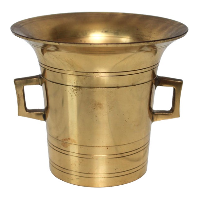 Vintage Japanese Heavy Cast-Brass Apothecary Mortar For Sale