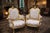 1970 French Louis XVI Gold Beech Damask Bergères - Pair For Sale - Image 14 of 14