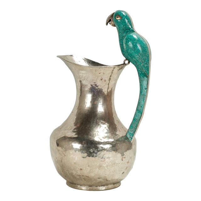 Vintage Silver Plate Pitcher With Parrot Handle For Sale