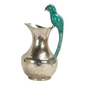 Vintage Silver Plate Pitcher With Parrot Handle