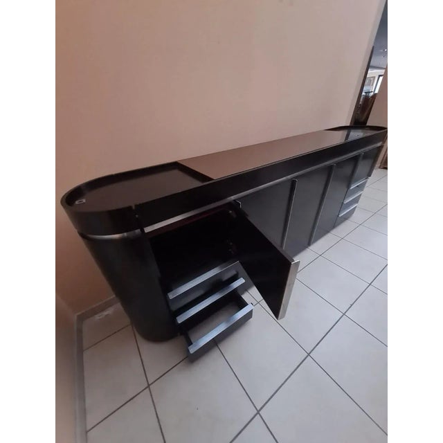 Round Sideboard in Wood and Steel, 1980s For Sale - Image 12 of 16