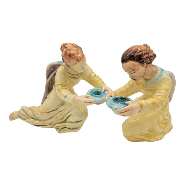 Ceramic Candlesticks by E. Roser for Karlsruhe Majolika, 1950s, Set of 2 For Sale