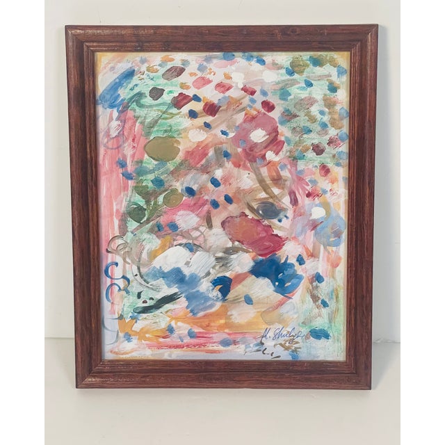 1970s Abstract Original Art in Antique Frame For Sale - Image 4 of 8