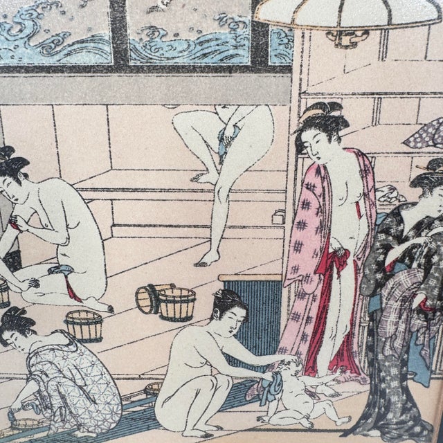 Vintage Japanese Woodblock Print After Torii Kiyonaga Bathhouse Women For Sale - Image 4 of 10