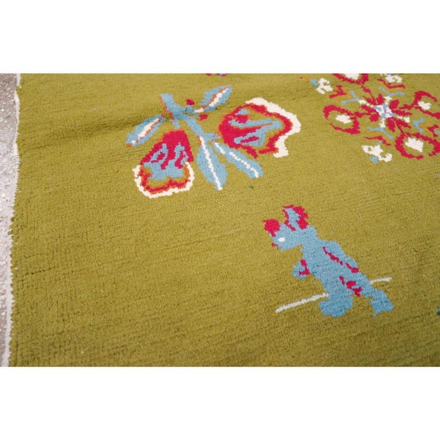 Galerie Shabab Collection Mid-20th Century Swedish Handmade Green Pictorial Rug With Elephants and Teddy Bears For Sale In New York - Image 6 of 10