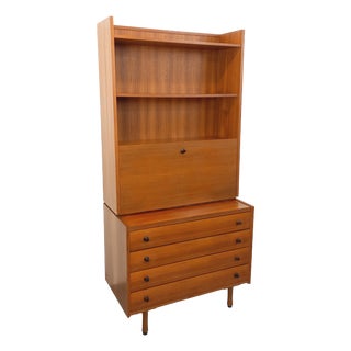 Vintage Teak Bookcase with Chest of Drawers and Secretary, 1960s-1970s For Sale
