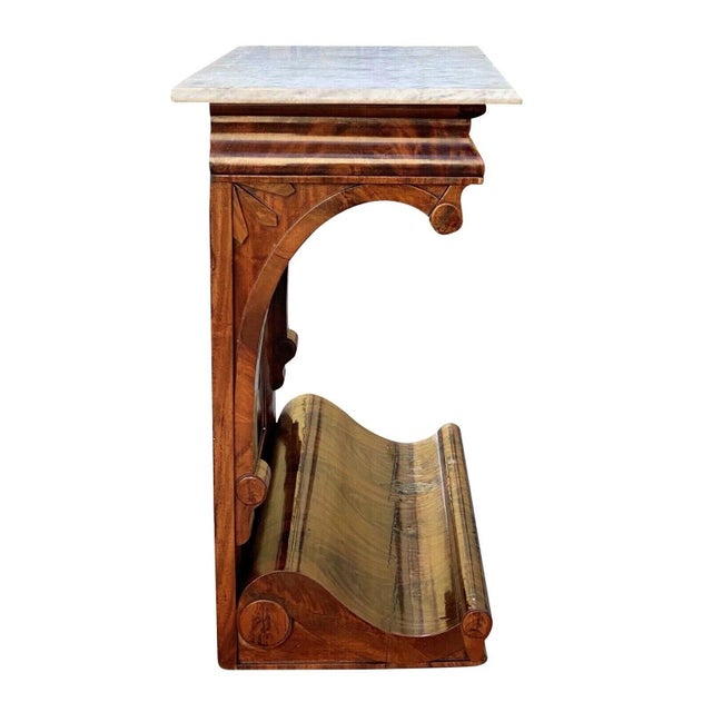Red 19th Century Antique Classical Mahogany Console Table / Server With Marble Top For Sale - Image 8 of 11