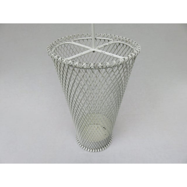 Mid-Century Modern Mid-Century White & Yellow Metal & Brass Umbrella Stand, Tray, & Jug , Set of 3 For Sale - Image 3 of 18