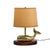 Mid-Century Modern Vintage 1970s Brass Whale Table Lamp W/ Walnut Wood Base & Grasscloth Shade For Sale - Image 3 of 18