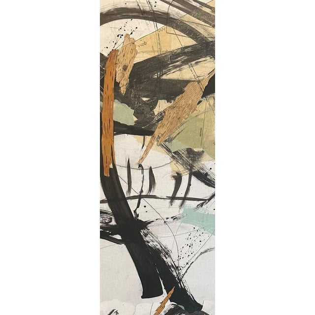 Christiane Corcelle "Whispers of the Forest 6" Mixed Media on Canvas, Tall Narrow Abstract Painting in Black, Sage and Ochre, 2024 For Sale In Boston - Image 6 of 10