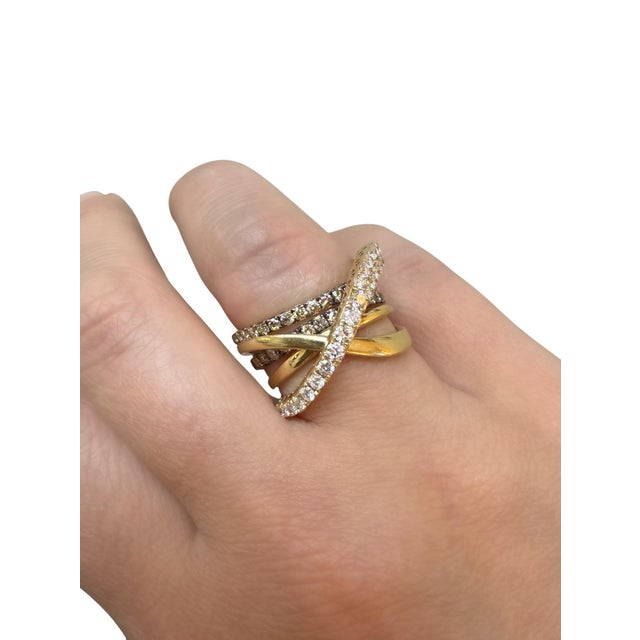 Le Vian, Gladiator Champagne Diamond and Diamond Ring, 14k Yellow and Black Gold, Size 7 For Sale - Image 4 of 9