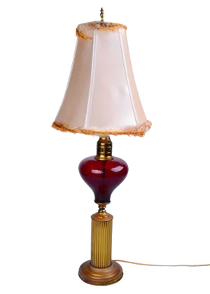 Italian Brass and Glass Table Lamp With Shade