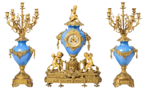 Napoleon III Clock Set in Sévres Porcelain, 19th Century, Set of 3