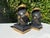 Vintage Neoclassical Greek Corinthian Helmet Bookends in Black & Gilt Finish, a Pair For Sale - Image 4 of 10