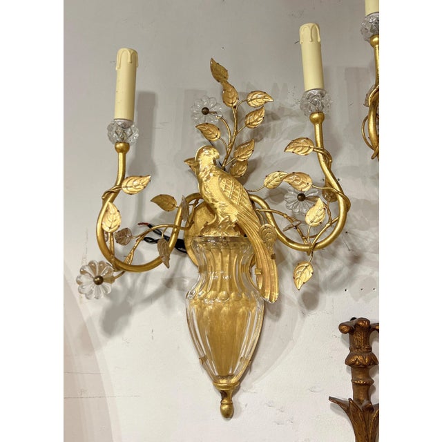 1970s Vintage Mid-Century Modern Italian Gilt Metal Parrot Form Sconces - A Pair For Sale - Image 5 of 12