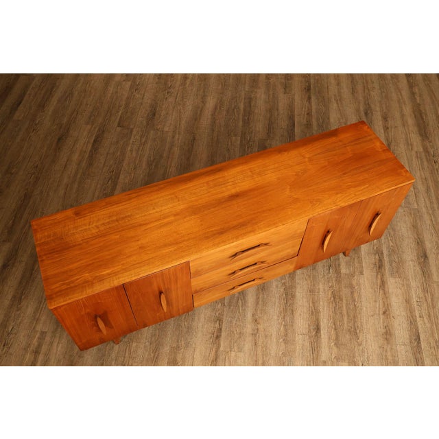 Mid Century Modern Sculpted Walnut Long Dresser For Sale - Image 10 of 18