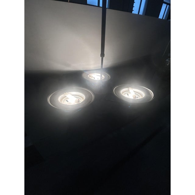 Metal 3-Light Chandelier with Blue Murano Glass Details, 1980s For Sale - Image 9 of 10