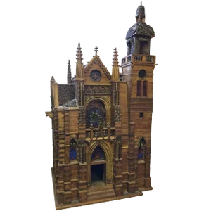 French Folk Art Miniature Cathedral Sculpture Model