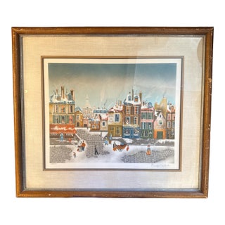 Late 20th Century Eugene Valentin Signed Lithograph Print, Framed For Sale