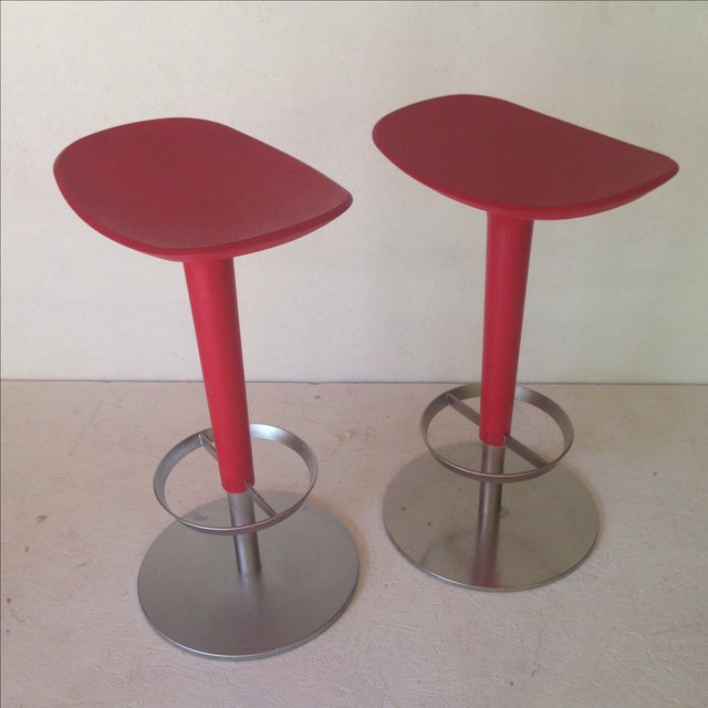 Red Counter Stools A Pair Chairish