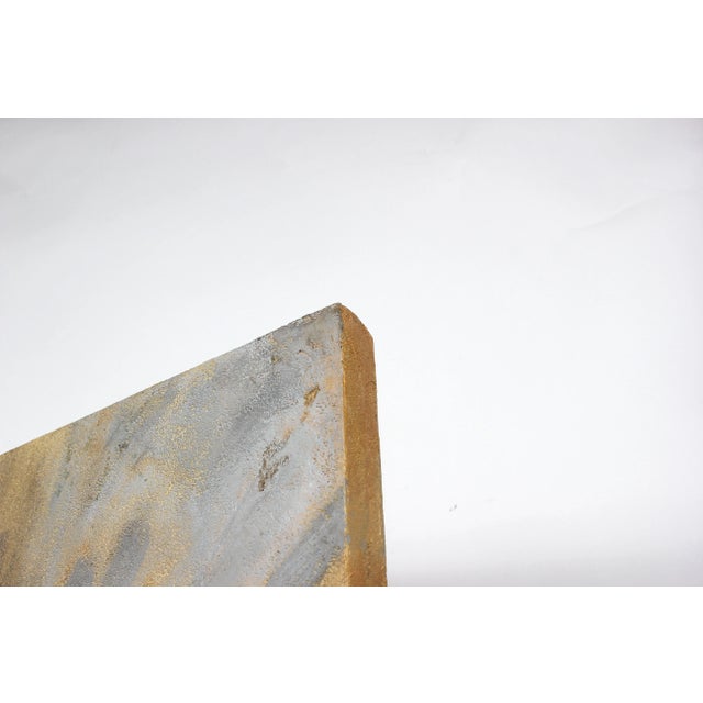 Hugh Wiley Hugh Wiley Mixed Media Metallic Sculptural Painting on Wood in Orange Grey and Silver, 2002 2002 For Sale - Image 4 of 5