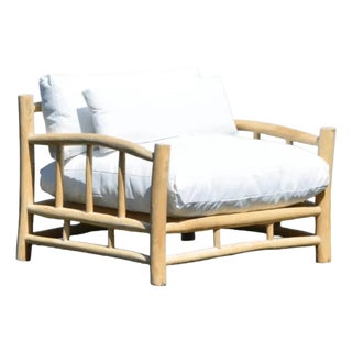 Bali Patio Teak Olefin Cushion Outdoor Lounge Chair by Artesia For Sale