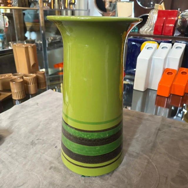 1970s A Rare Avobin Vintage Italian Ceramic Huge Vase, Hand-Painted 1970s Design For Sale - Image 5 of 11