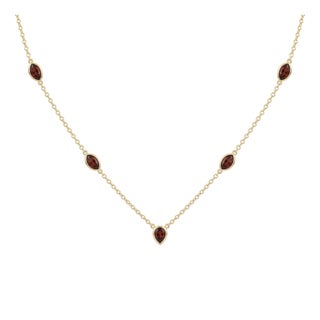 Garnet Station Necklace in 18k Gold Plated | Gemstone Layering Chain Link Necklace | January Birthstone Neckalce For Sale
