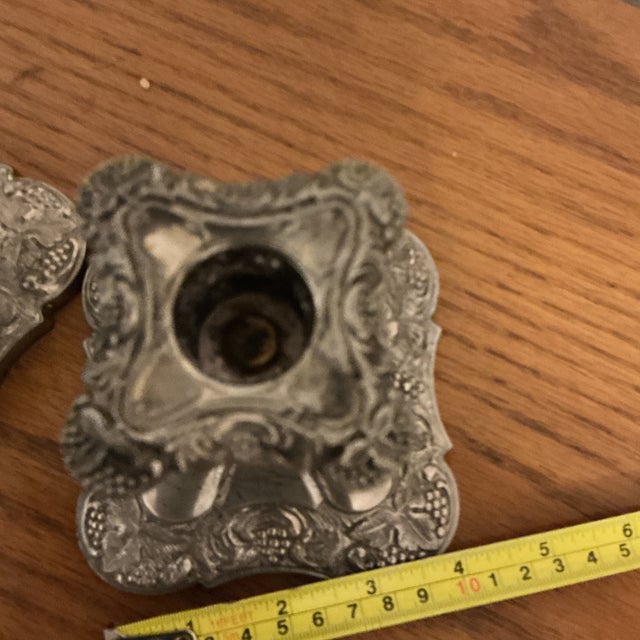 Metal English Silverplate Small Candlesticks For Sale - Image 7 of 8