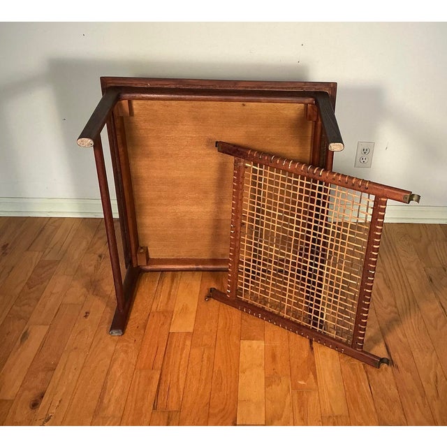 Mid-Century Modern Dux Teak & Cane Square End Table, Made in Sweden Circa 1960s For Sale In Greenville, SC - Image 6 of 12