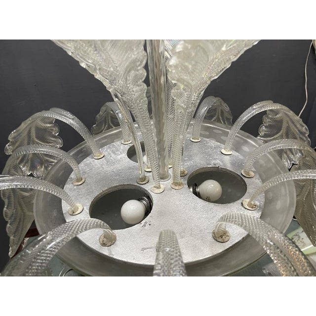 1950s Large Murano Glass Leaf Chandelier attributed to Barovier & Toso, Italy, 1950s For Sale - Image 5 of 10