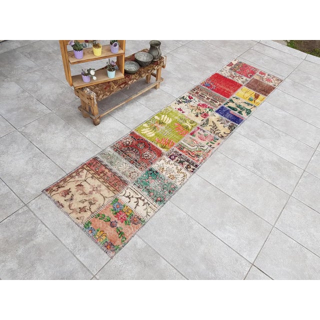 Mid 20th Century Bohemian Oushak Wool Runner Rug For Sale - Image 4 of 10