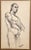 Figure drawing by Pittsburgh artist Ruth Freeman (1940-2023). Standing Male Nude drawing on paper, signed lower right.