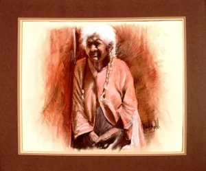 1993 "Dona Lupe" Pastel Portrait Drawing by Miguel Arguello